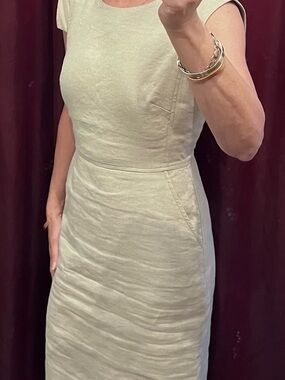 J. Crew Light Cream Cap-Sleeve Midi Sheath Dress